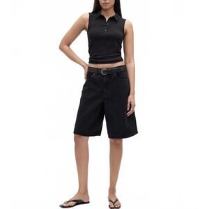 Gap Modern Polo Crop Tank Top Black NWT XL